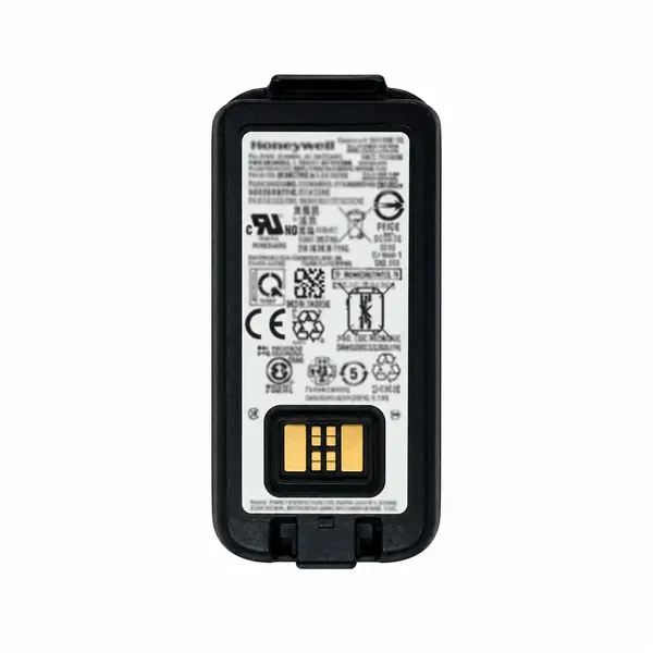 Vista posterior de batería industrial Honeywell CK65-BTSC con etiqueta y contactos de carga